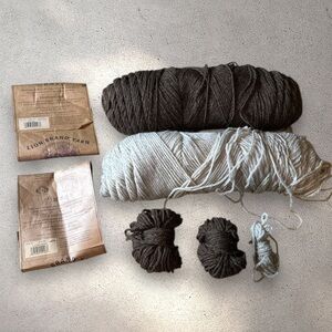 Scrap yarn lion brand fisherman’s wool natures brown and oatmeal lot